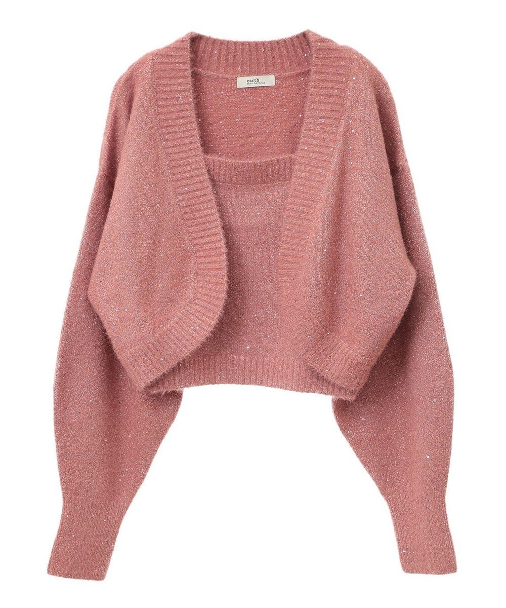 earth music&ecology ＳＥＴ２点スパンコールニットボレロ×タンク 