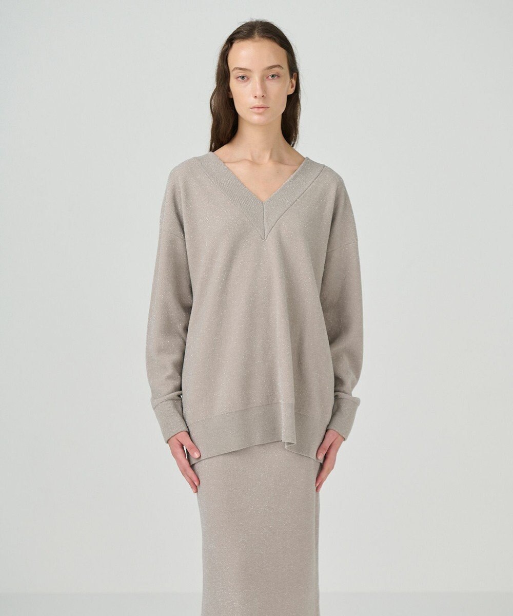 GRACE CONTINENTAL ラメVネックニットトップ 