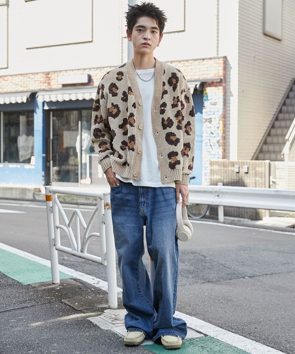 WEGO ベロアモールパターンカーディガン 