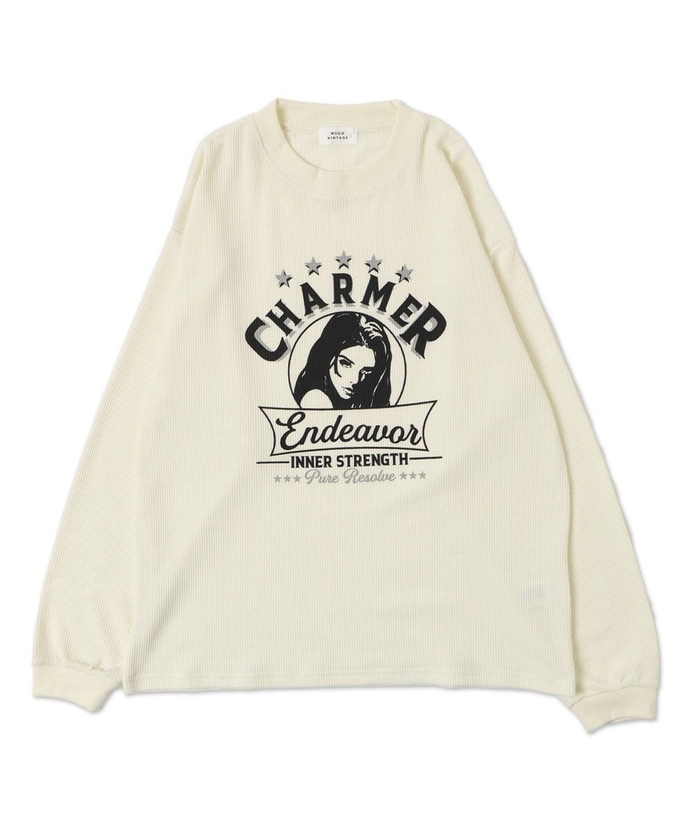 WEGO ワッフルグラフィックT（LS） 