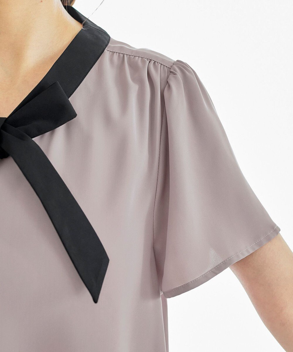 Tiaclasse 【洗える】配色リボンタイブラウス 