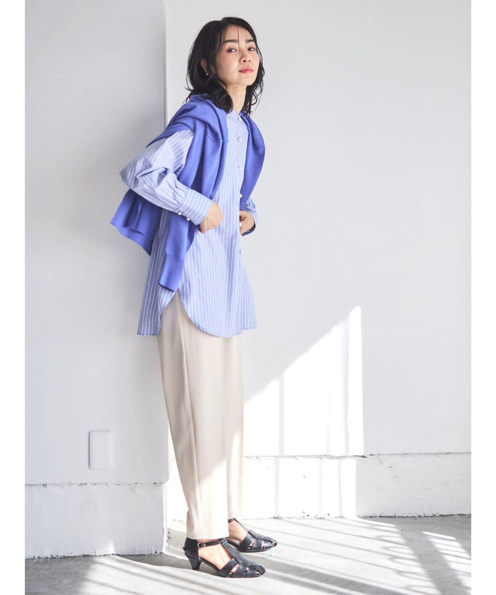 Green Parks パール釦ストライプシャツ 