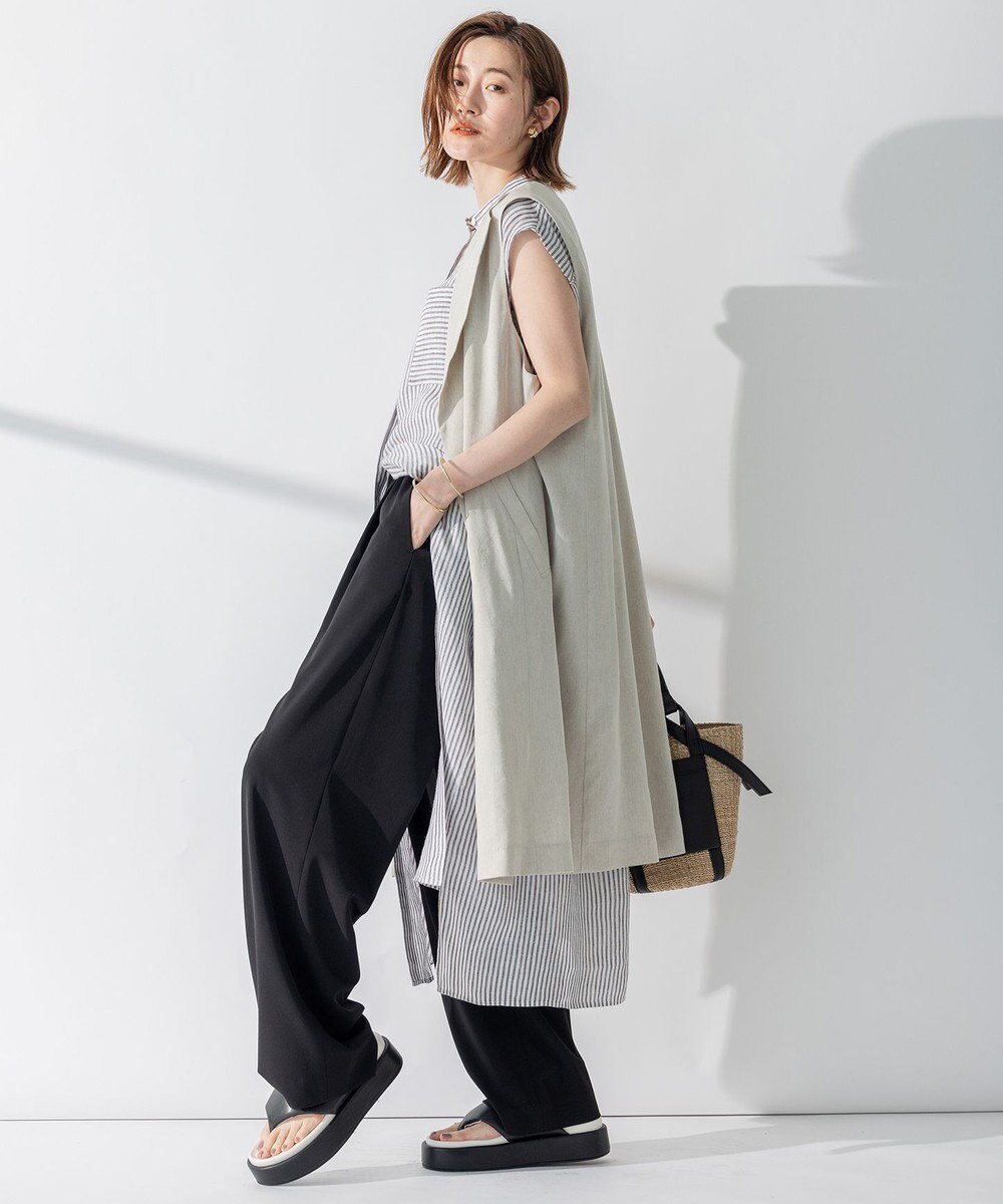 23区 【CLASSY.6月号掲載】リネンレーヨンストレッチ  ロング ジレ 