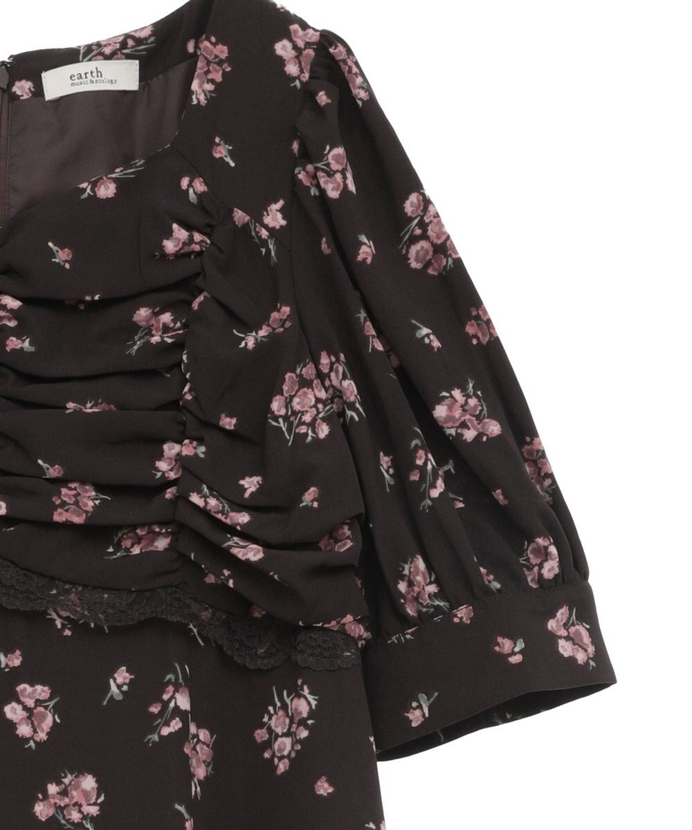 earth music&ecology レース切替フラワーロングワンピース 