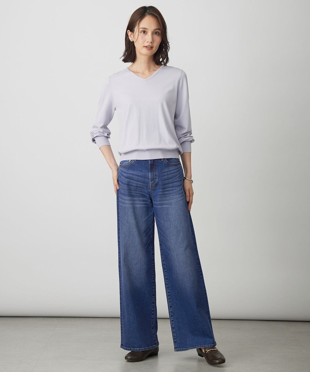 J.PRESS LADIES 【洗える】BASIC STRETCH DENIM ワイド ストレート デニム 