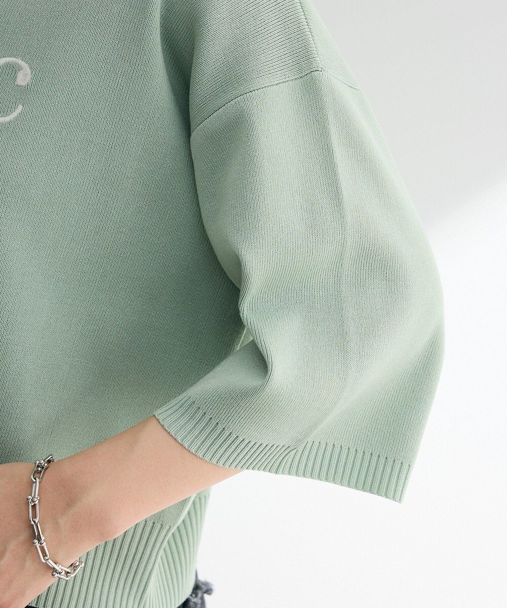 Green Parks ・ＥＬＥＮＣＡＲＥ　ＤＵＥ　ロゴ刺繍６分袖ニット 