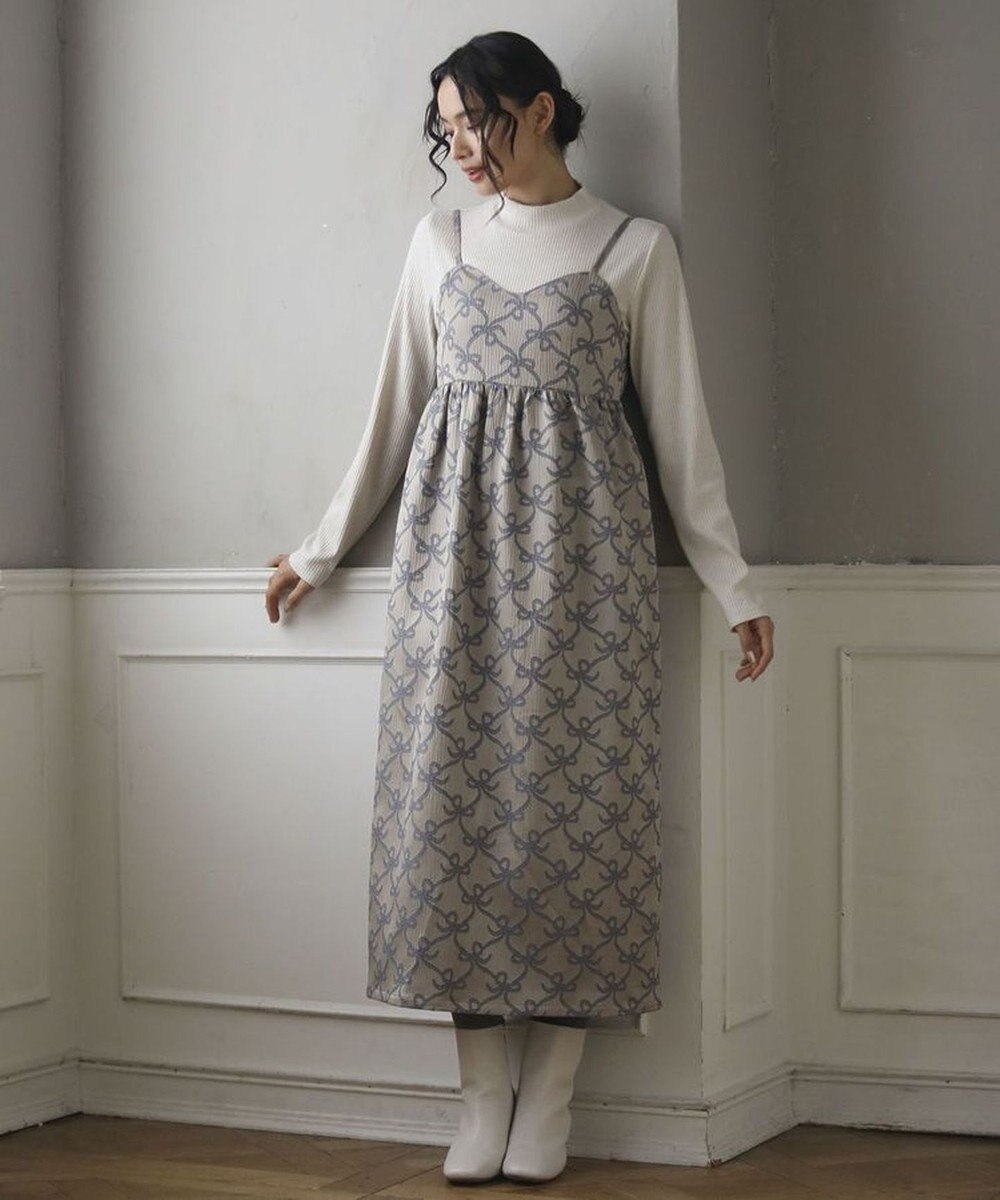 Green Parks ・ＳＵＧＡＲＳＰＯＯＮリボンジャカードキャミワンピ 