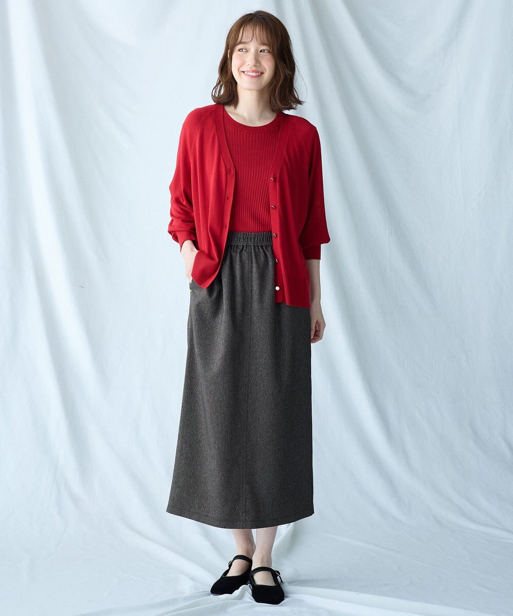 ANY 【ウエストゴム】クラシカルツイードタイトスカート 