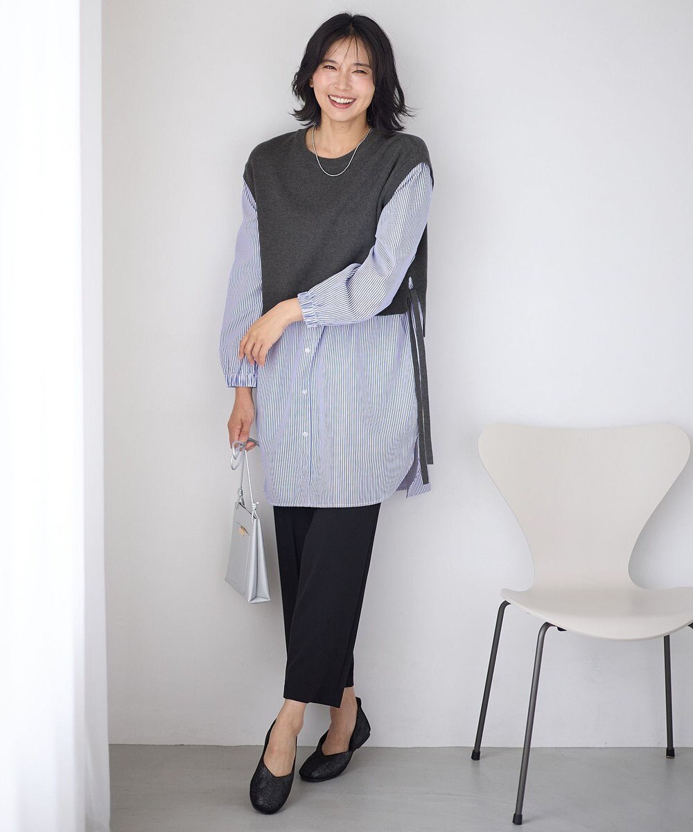 ANY L 【洗濯機可/ウエストゴム/２ＷＡＹストレッチ】テーパードパンツ 