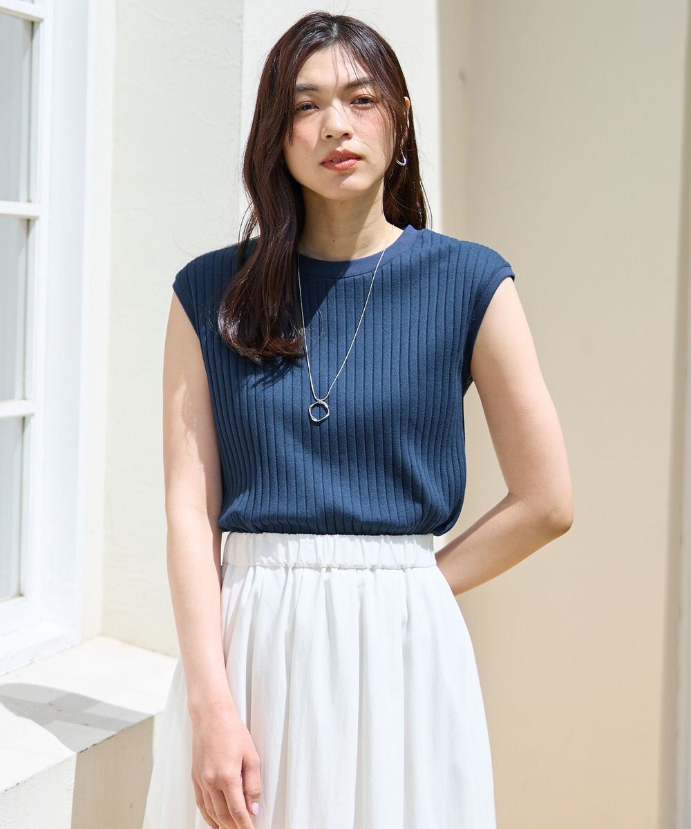 ANY L 【洗濯機可/接触冷感/UVカット】汗ジミ防止テレコノースリーブプルオーバー 