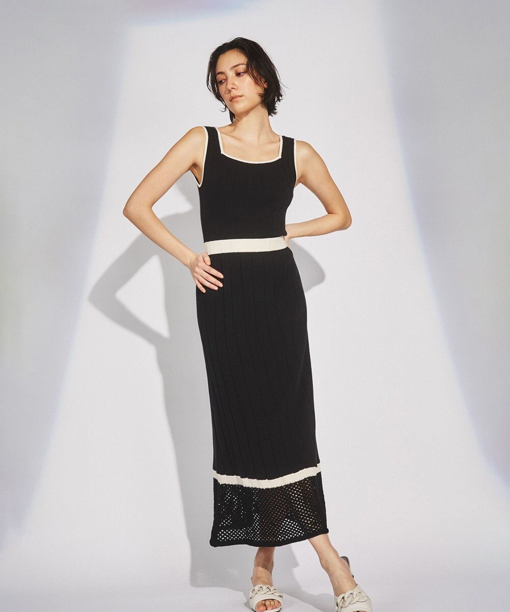 GRACE CONTINENTAL メッシュヘムニットワンピース 