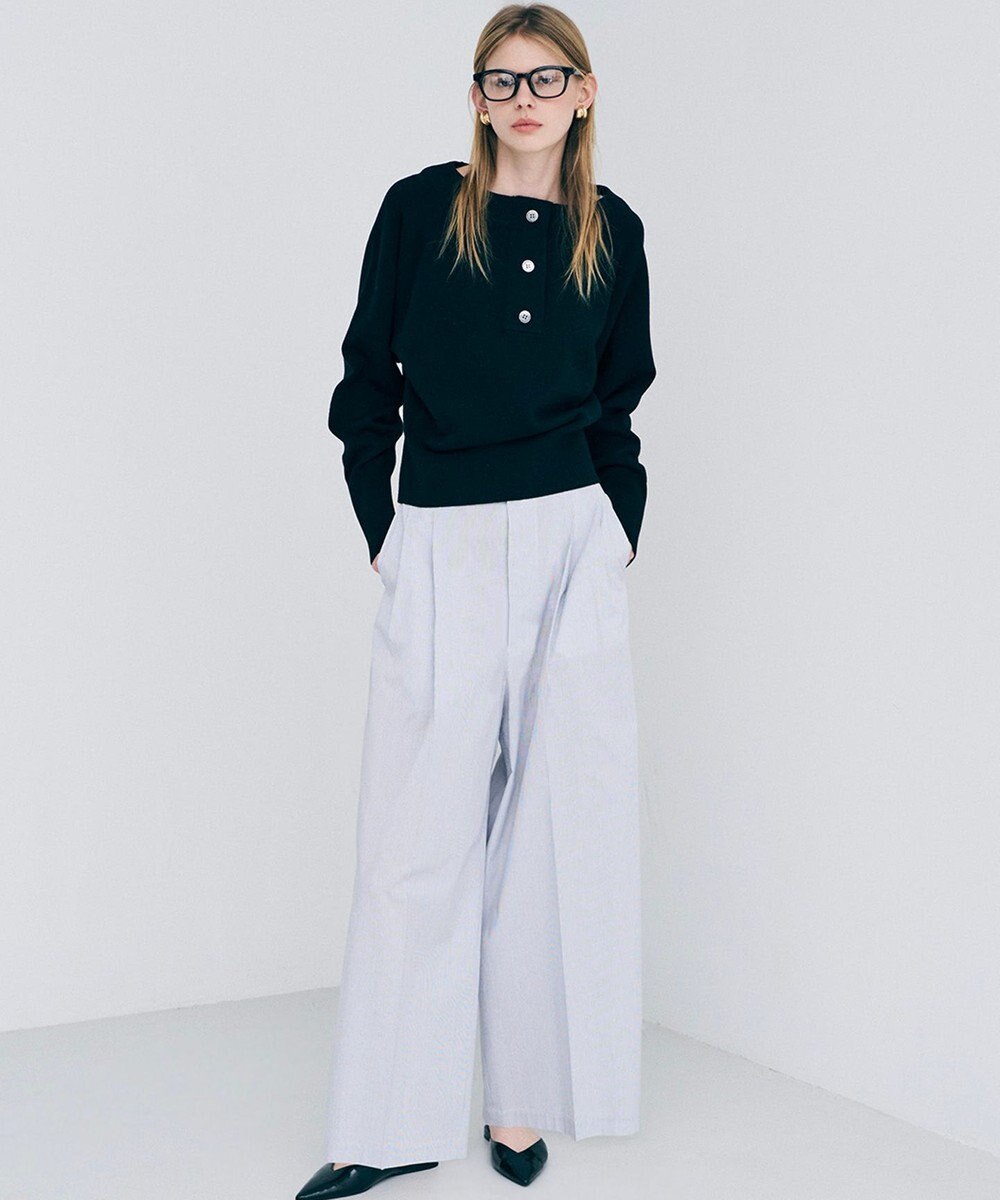 uncrave スウェットライクニット ヘンリーネックトップス 