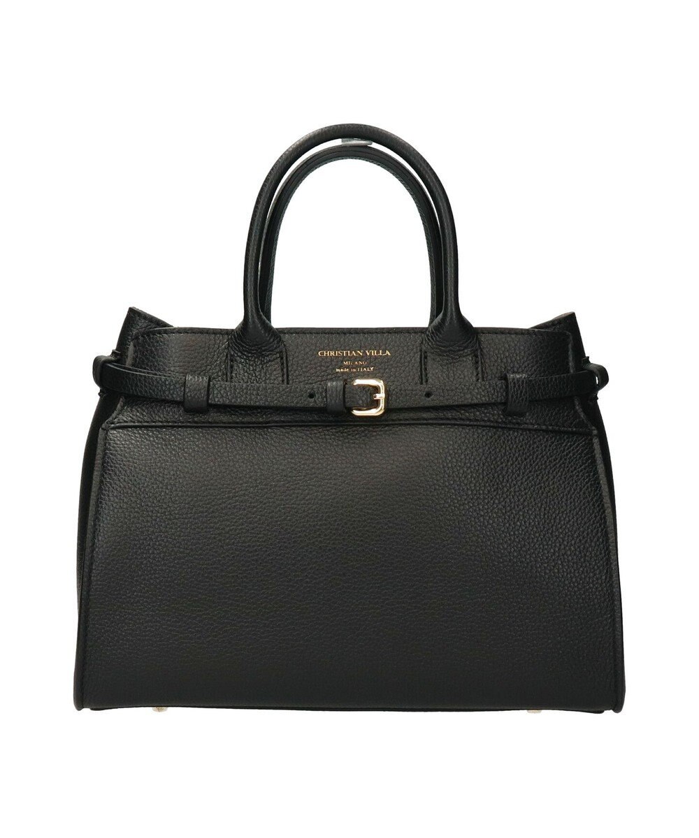 CHRISTIAN VILLA 黒 レザー ハンドバッグ