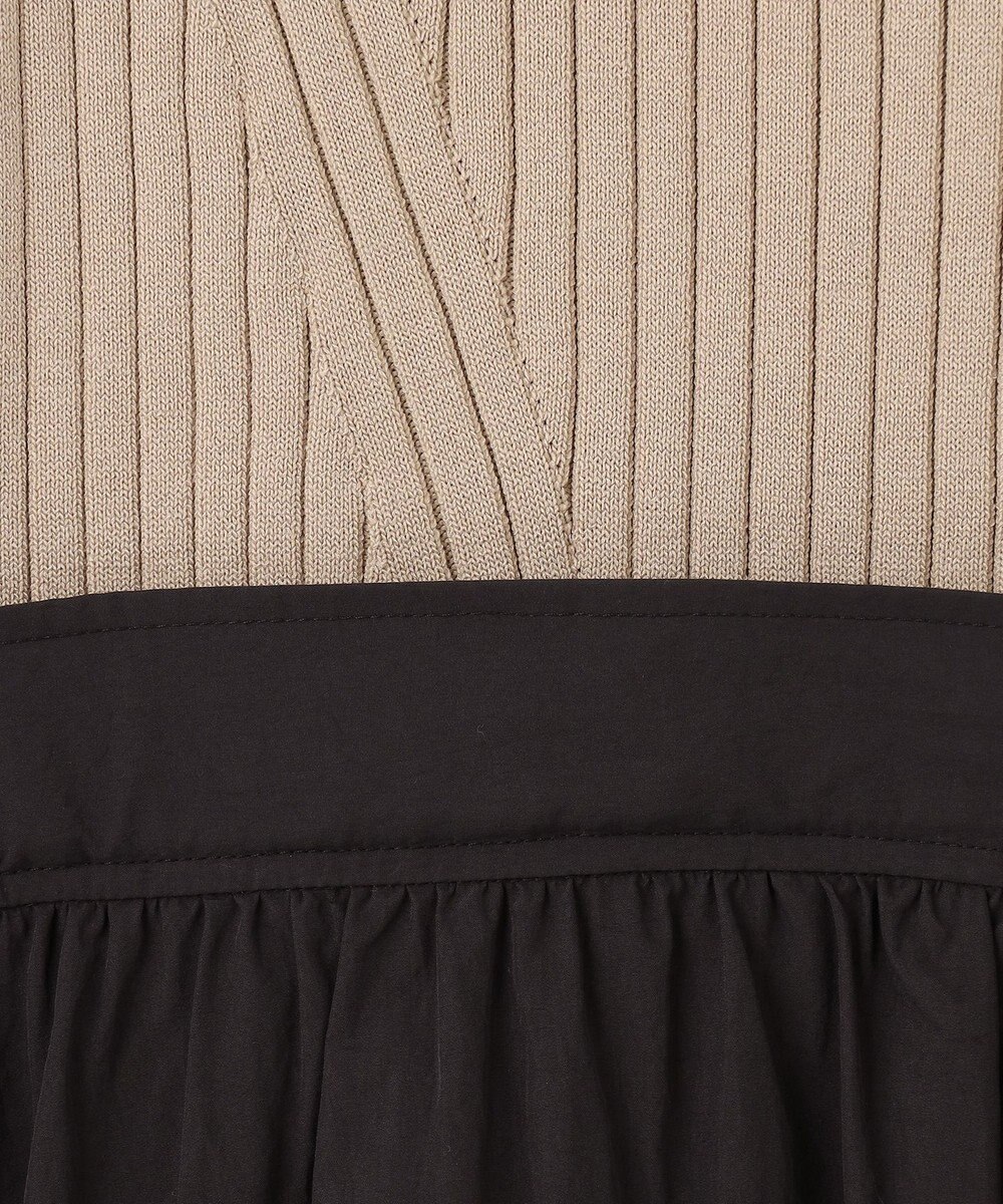 Feroux 【洗える】バイカラー襟ニットドッキング ワンピース 