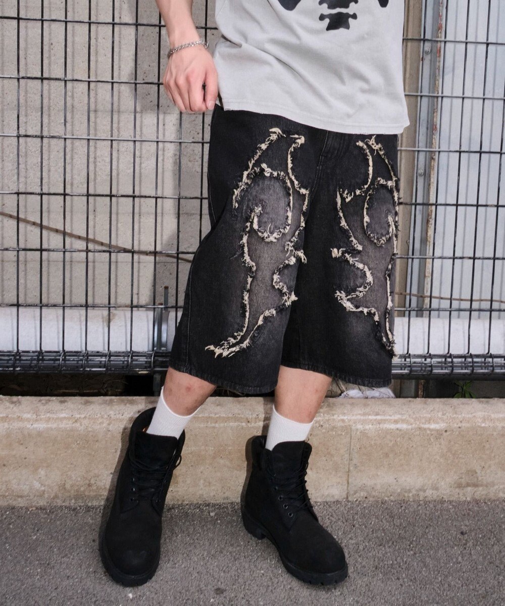 WEGO スーパーバギーフリンジデニムショーツ 