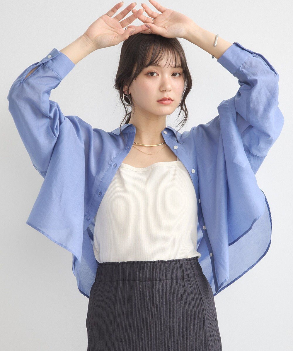 earth music&ecology ワイドシルエットシアーシャツ 