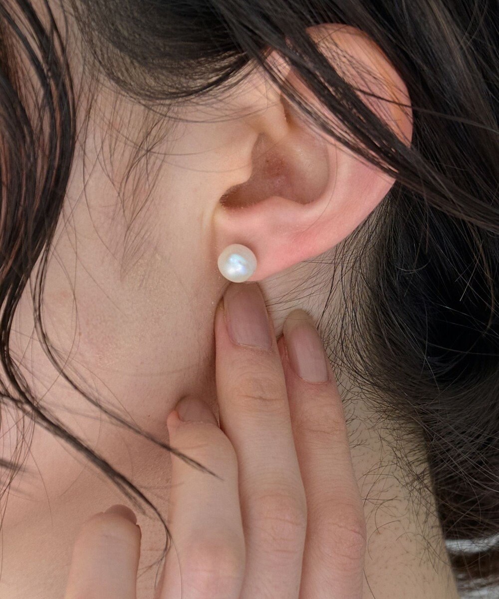 Phoebe 〈金属アレルギー対応〉シェルパール クラシックスタッドピアス 　0.8mmパール 