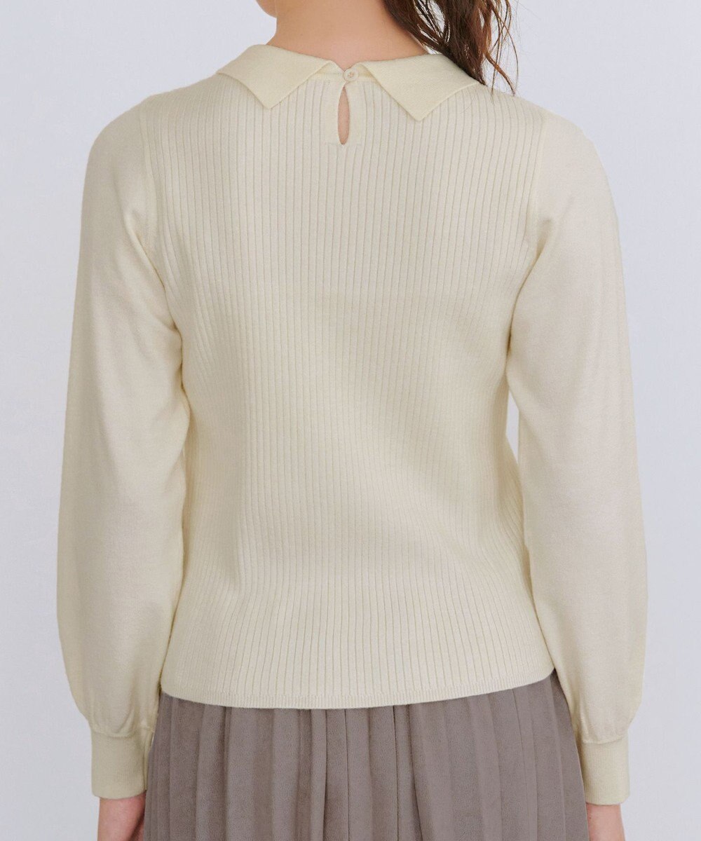 Tiaclasse 襟ビジュー付きニットプルオーバー 