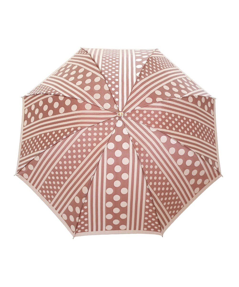 槇田商店 Kirie ドットとストライプ アンティークボルドー 折りたたみ傘 