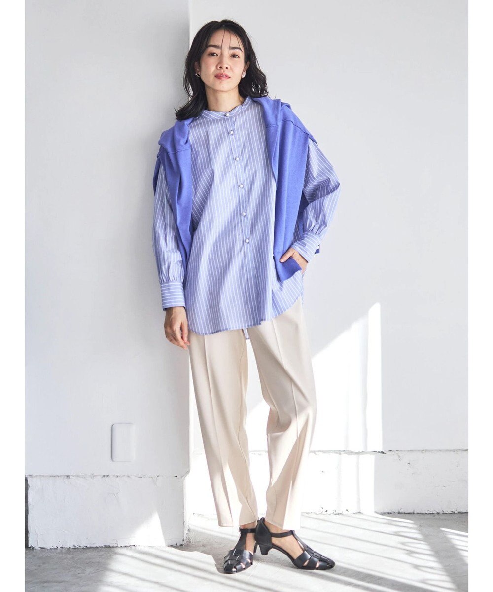 Green Parks パール釦ストライプシャツ 