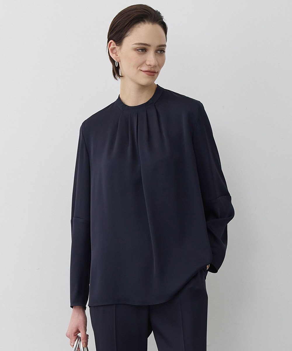 ICB L アセテートダブルサテン ランタンスリーブブラウス 
