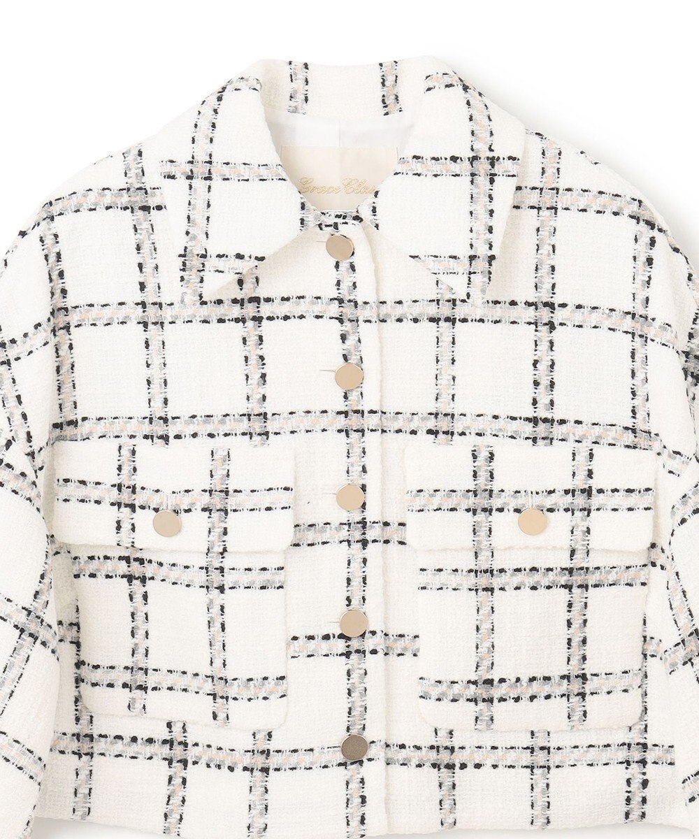 GRACE CONTINENTAL チェックツイードショートジャケット 