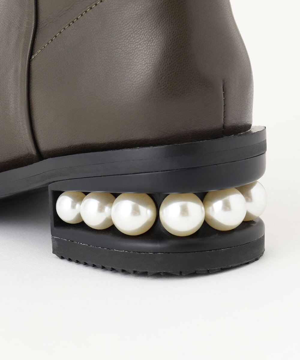 組曲 【23.5cm~24cm】パールヒールミドルブーツ 