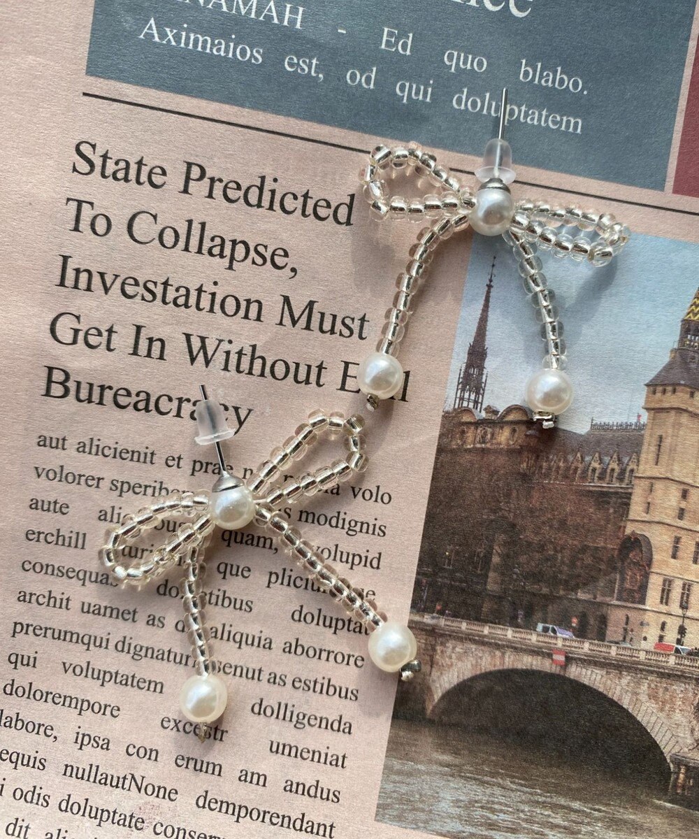 WEGO Lビーズリボンピアス 