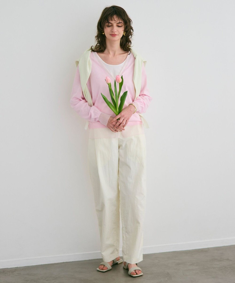 BEIGE， 【洗える】CROCUS / カービーシルエットタックパンツ 