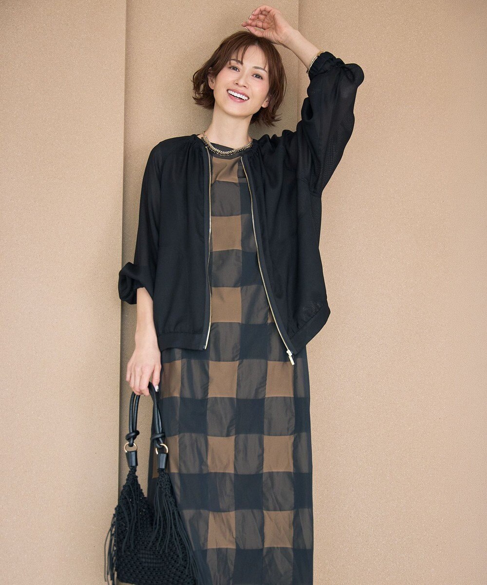 自由区 【再入荷・昨年ご好評】ブロンズチェックジャガード ワンピース 