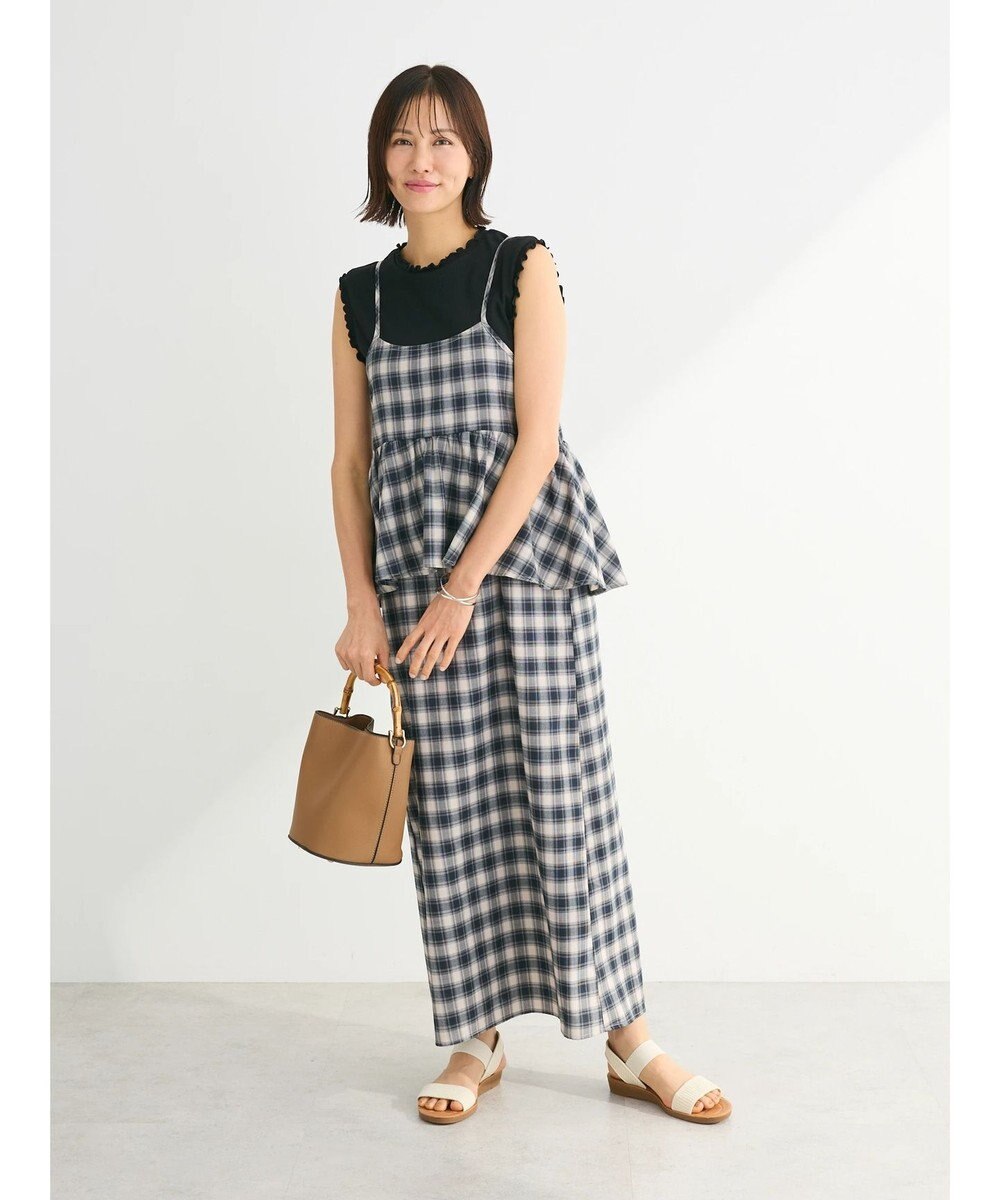 Green Parks チェックペプラムキャミワンピース 