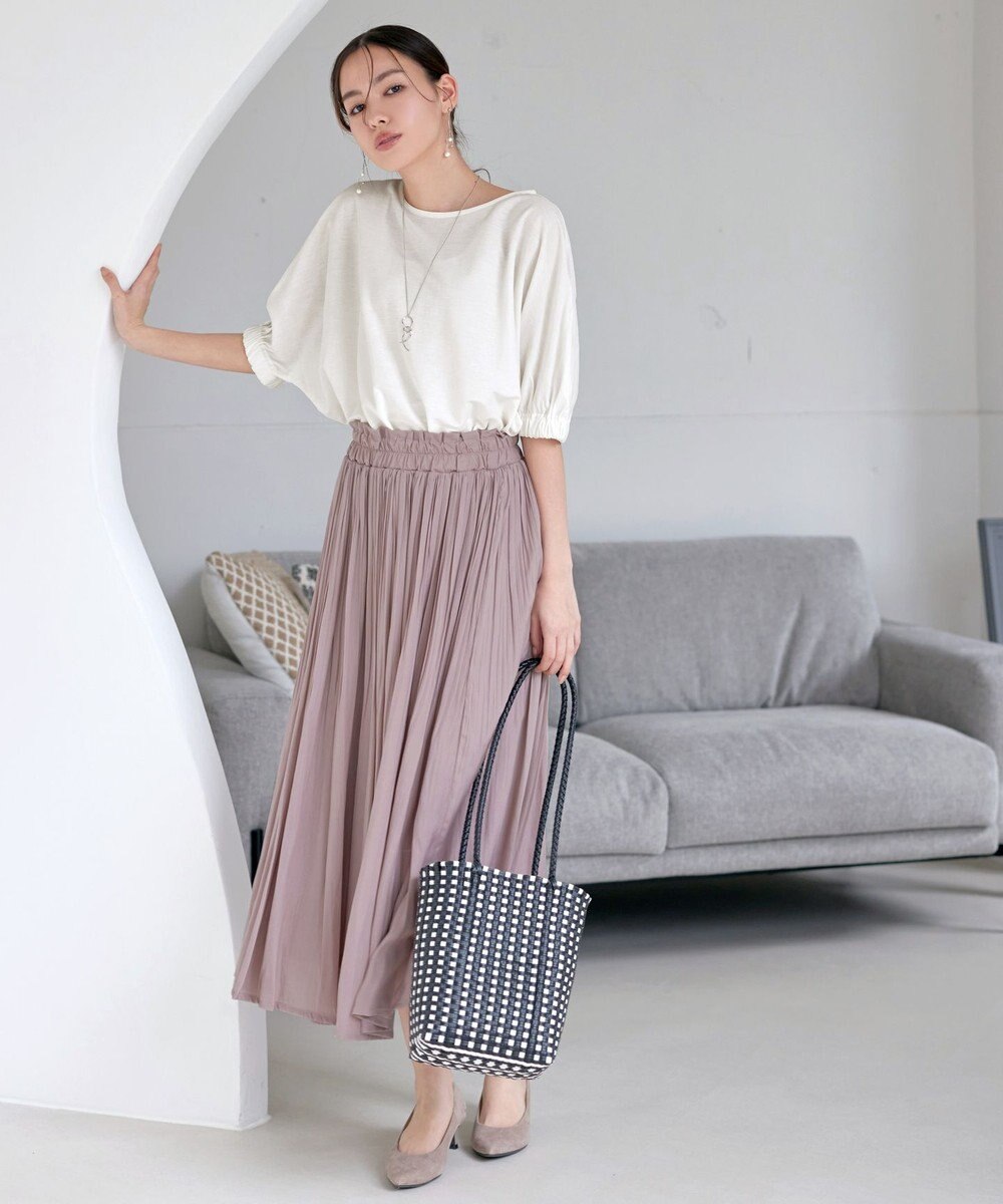 Tiaclasse 【安田美沙子さん着用・洗える】ヴィンテージサテンプリーツスカート 