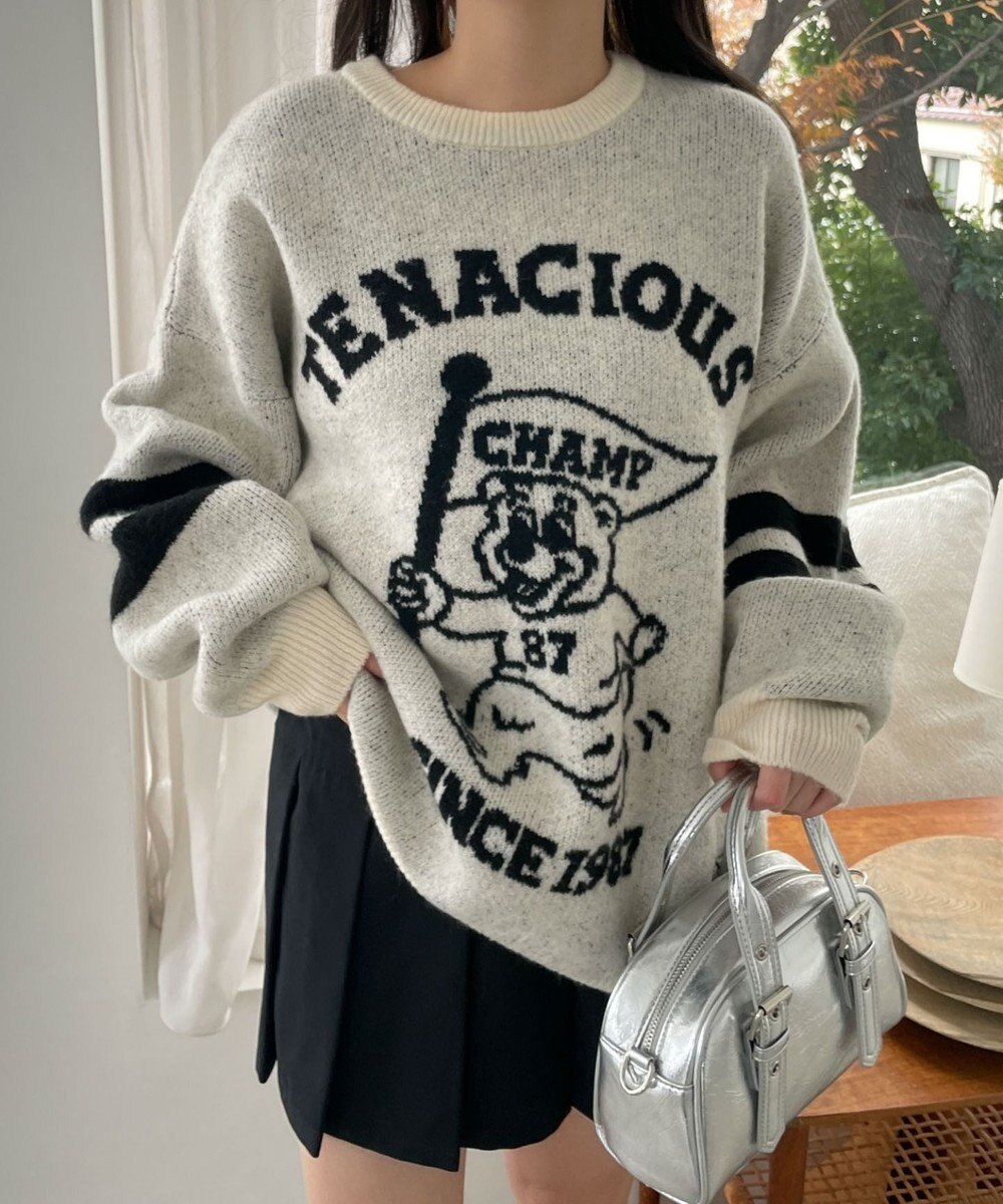 WEGO ファニーグラフィックフラッフィーニットプルオーバー 