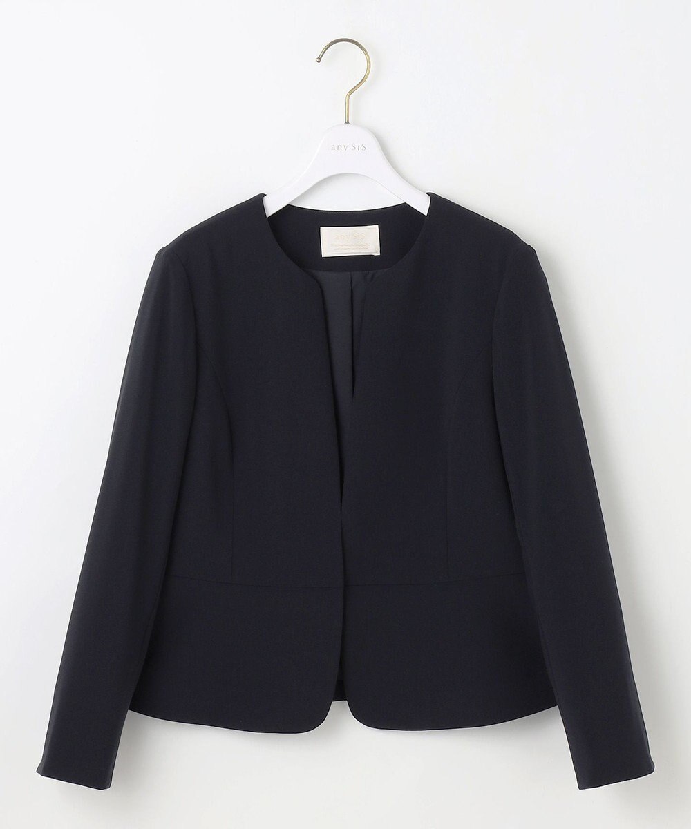 ANY SIS L 【洗える】セレモニーダブルクロス クルーカラー ジャケット 