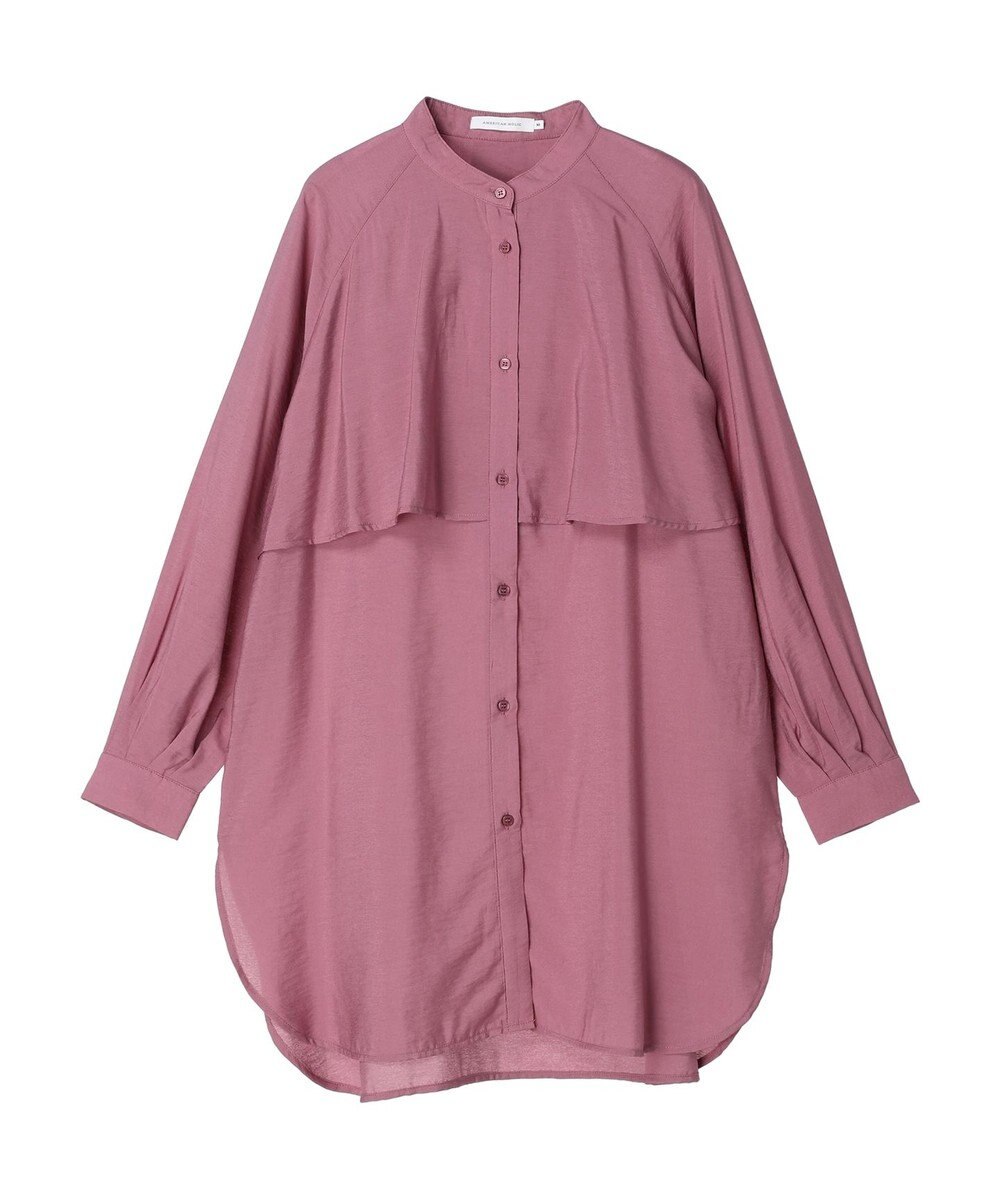 AMERICAN HOLIC バンドカラーフリルシャツチュニック 