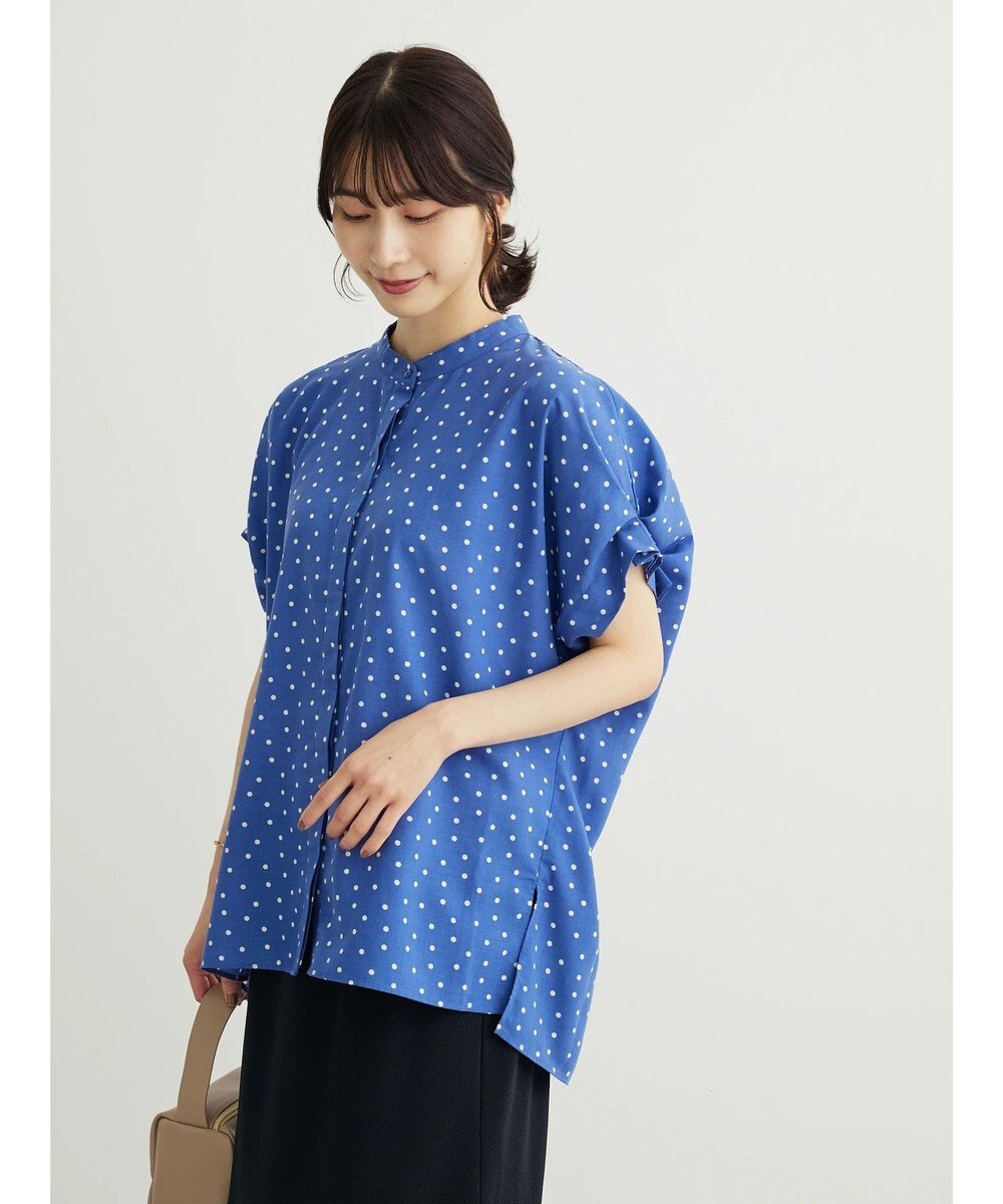 Green Parks ドット柄タックスリーブブラウス 