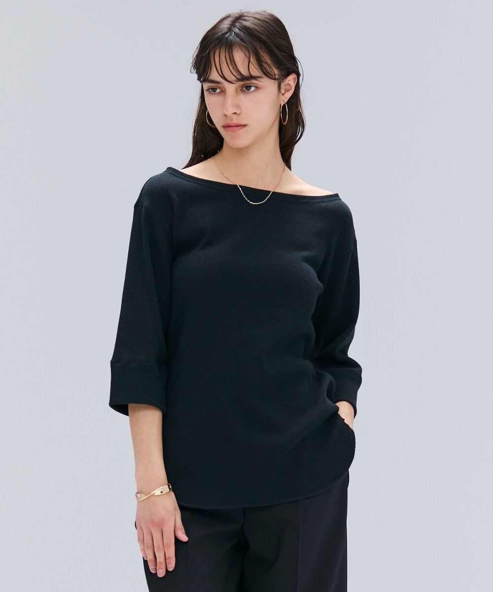 BEIGE， 【洗える】GLOBE / コットンリブ7分袖カットソー 