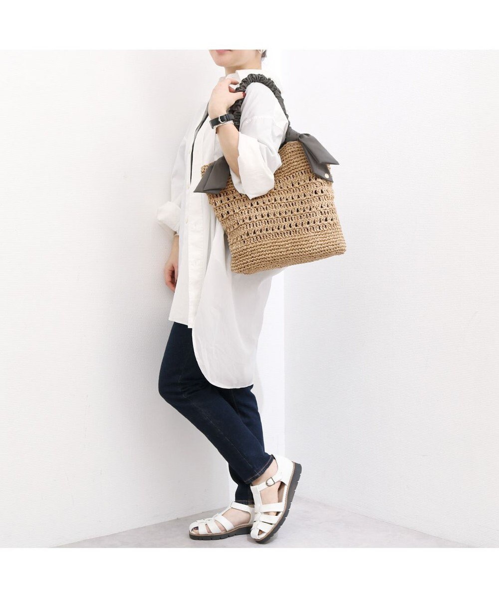 UNBILLION カシュカシュ cachecache / 下がりリボン柄編みトート カゴバッグ 
