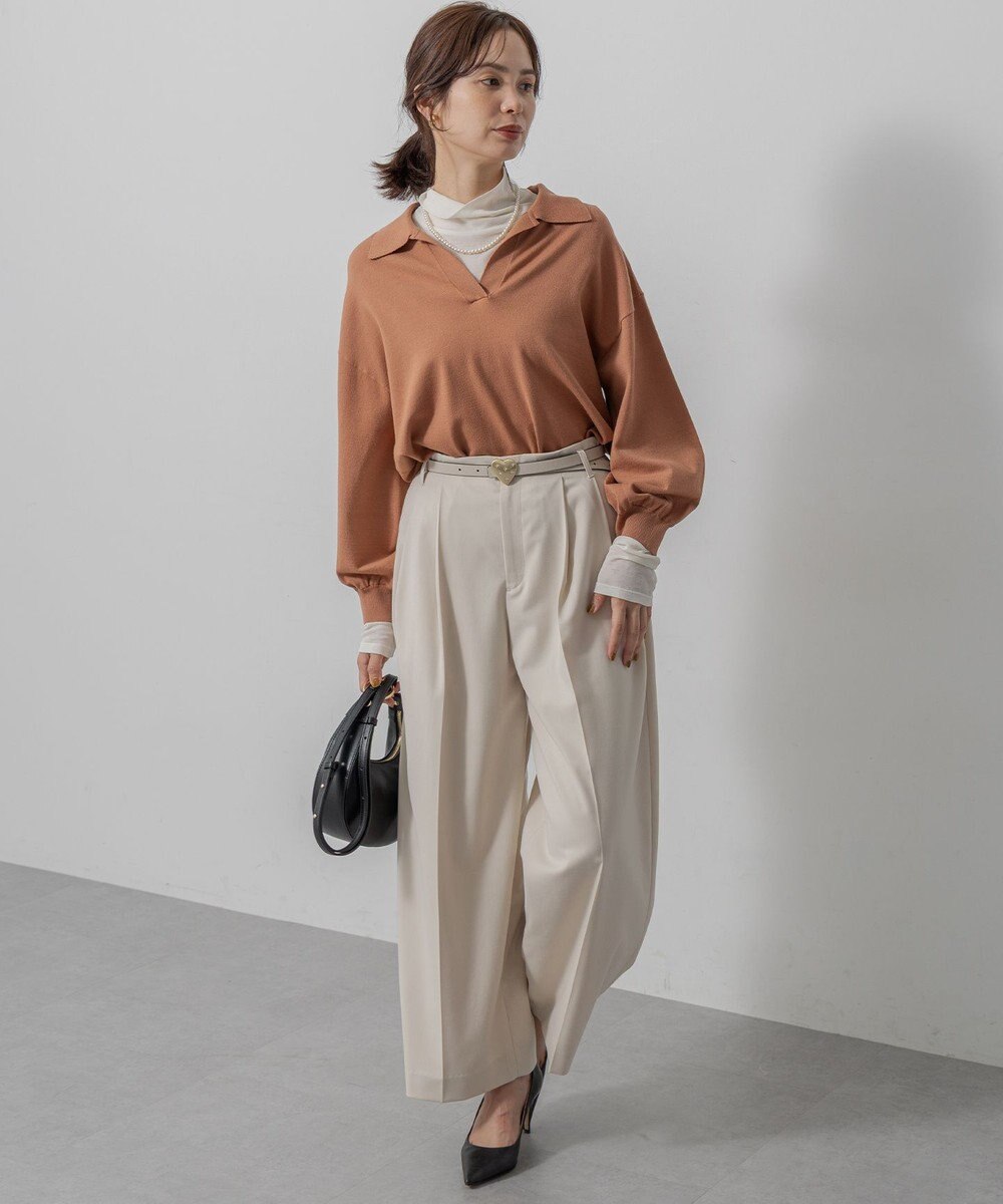 組曲 S 【加藤ローサさん着用】ポロ襟ストレッチニット 