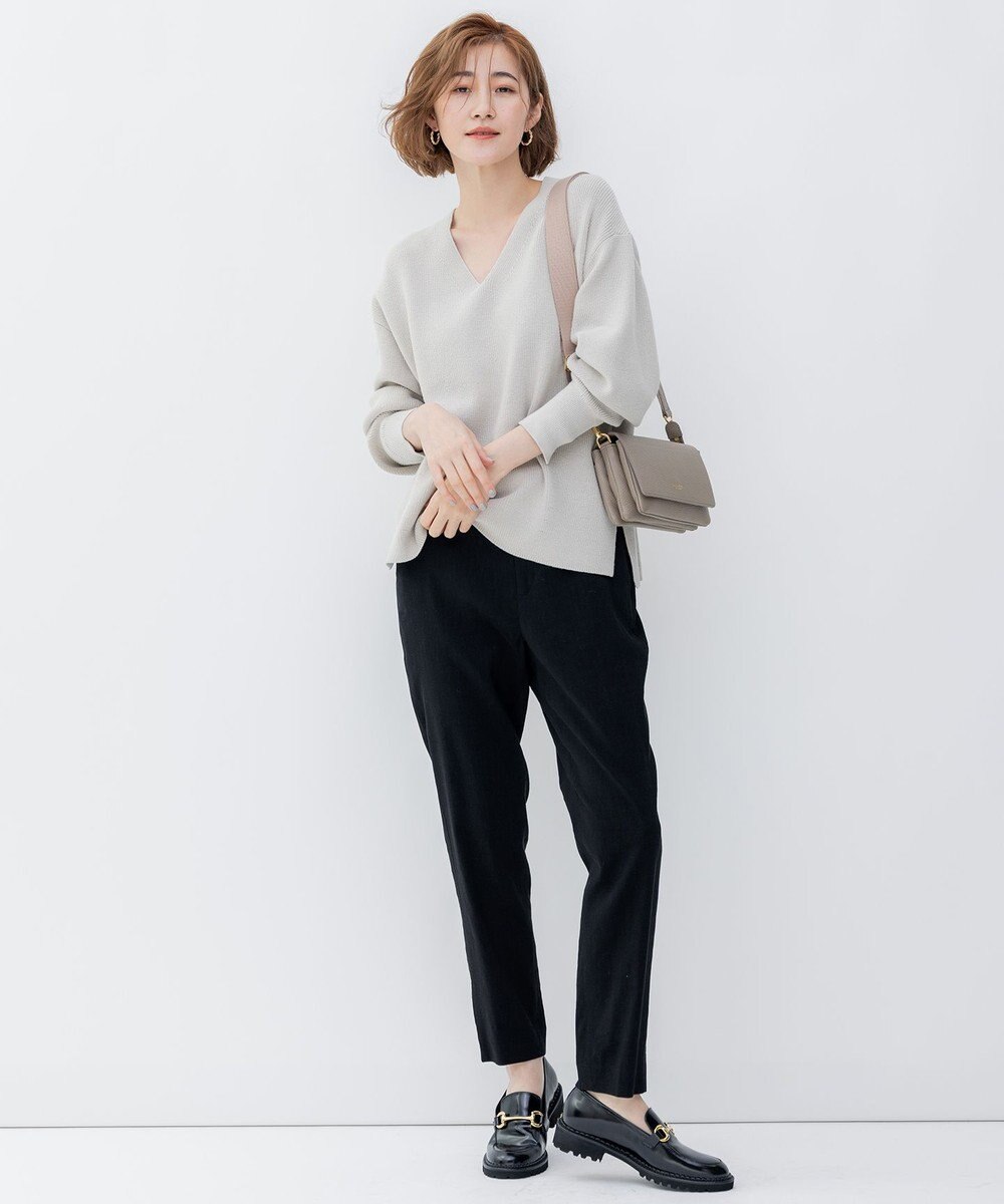 23区 L 【洗える】コンパクトコットンポリエステル Vネック ニット 