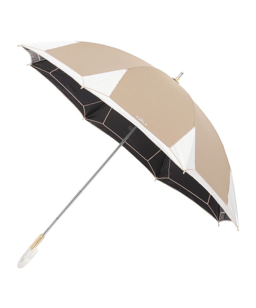 MOONBAT 【フルラ （FURLA）】晴雨兼用日傘 長傘 バイカラーロゴ刺繍 一級遮光 UV 