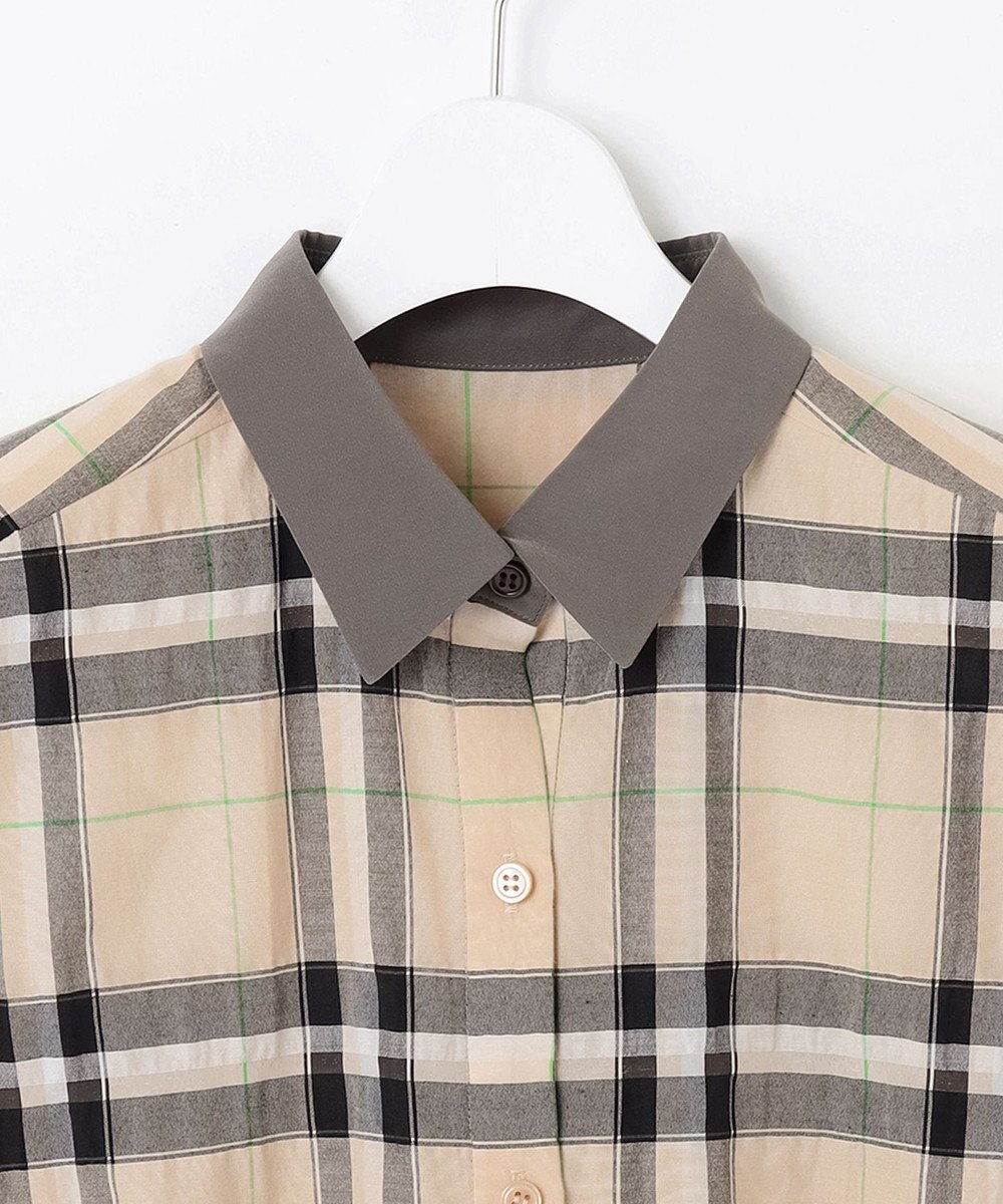 自由区 【洗える】シアーブライトチェック ブラウス 