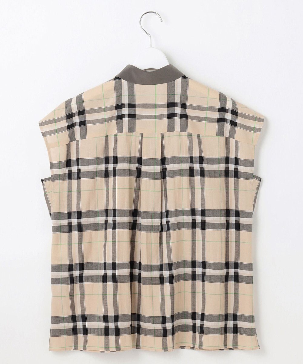 自由区 【洗える】シアーブライトチェック ブラウス 