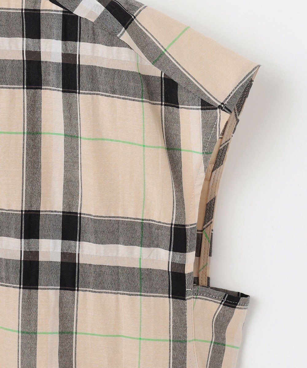 自由区 【洗える】シアーブライトチェック ブラウス 