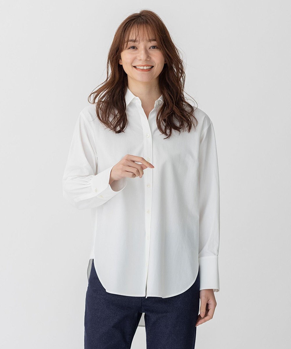 自由区 【洗える】ストレッチシャーティング ベーシック シャツ 