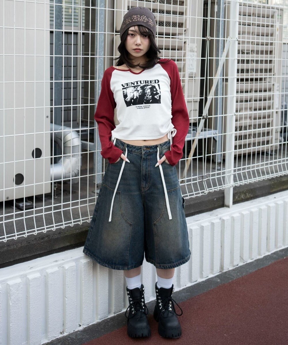 WEGO サイドドロストキーネックロンT 