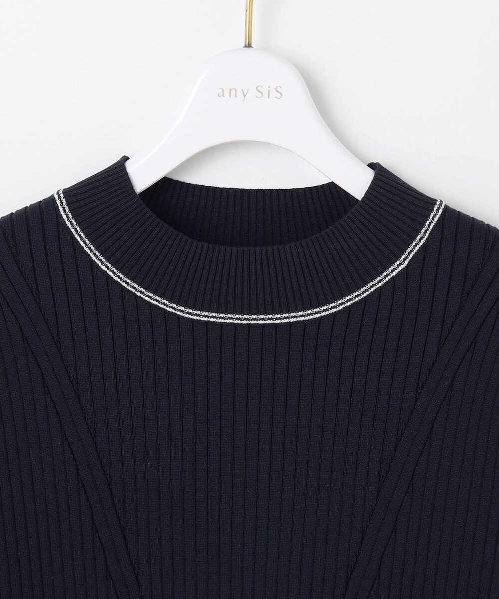 ANY SIS 【アンサンブル対応】バイカラーリブ ニット 