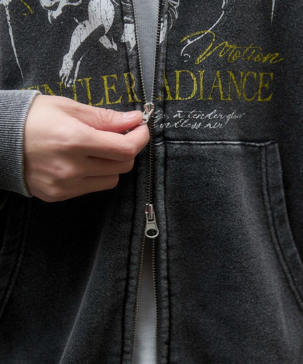 WEGO 【ユニセックス着用ITEM】ブリーチグラフィックZIPパーカー 