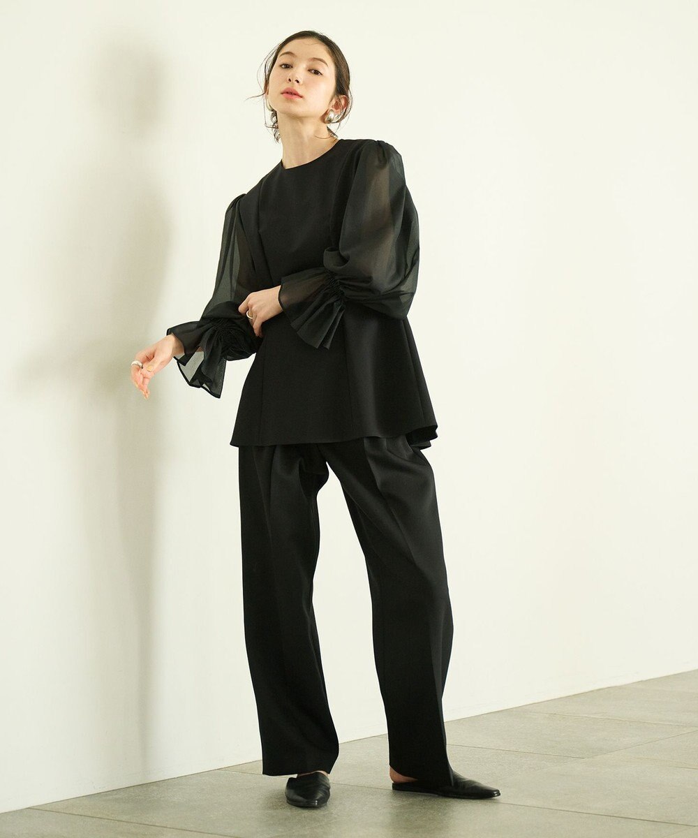 #Newans ハイウエスト2タックパンツ 