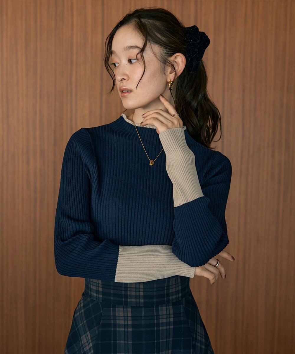 earth music&ecology ハイネックリブニットプルオーバー 